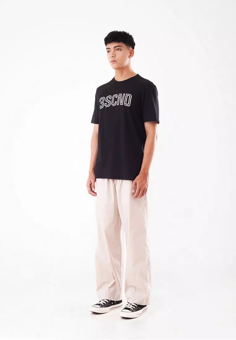 3Second Men's T-Shirt Short Sleeve Cotton Line Script OL-C441223