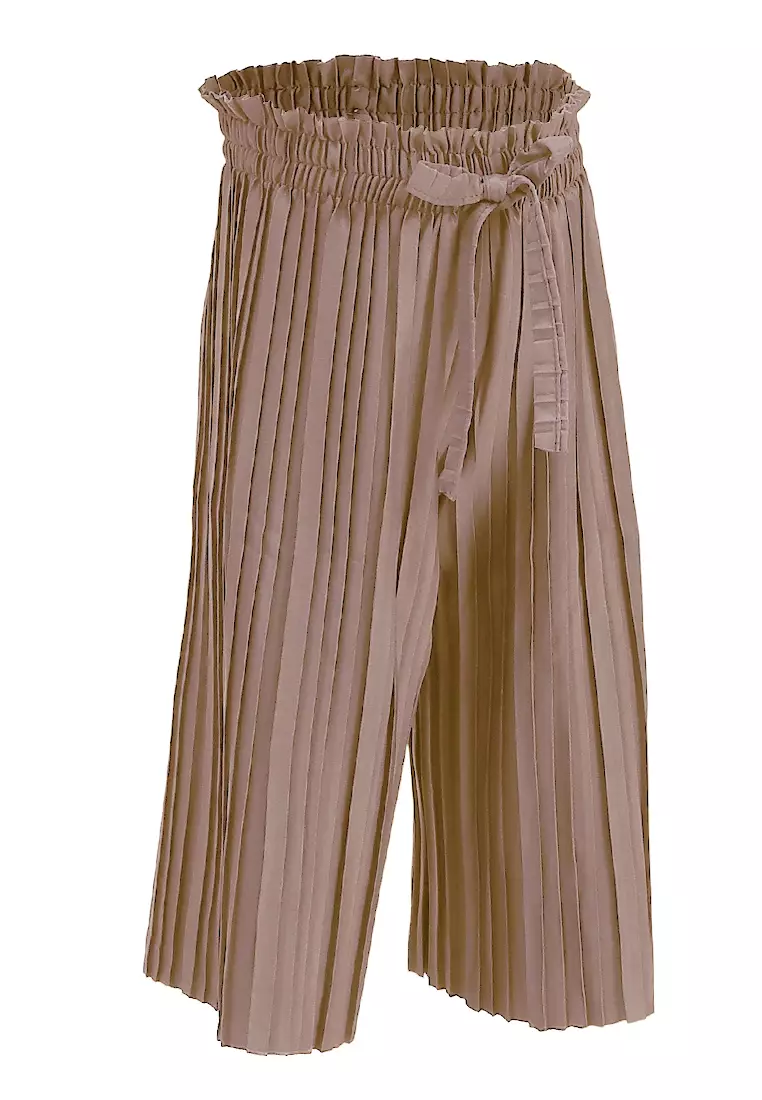 Yocelyn Kulot Plisket Anak Perempuan Motif Polos Kid Long Pants Material Hyget ORIGINAL - Milo