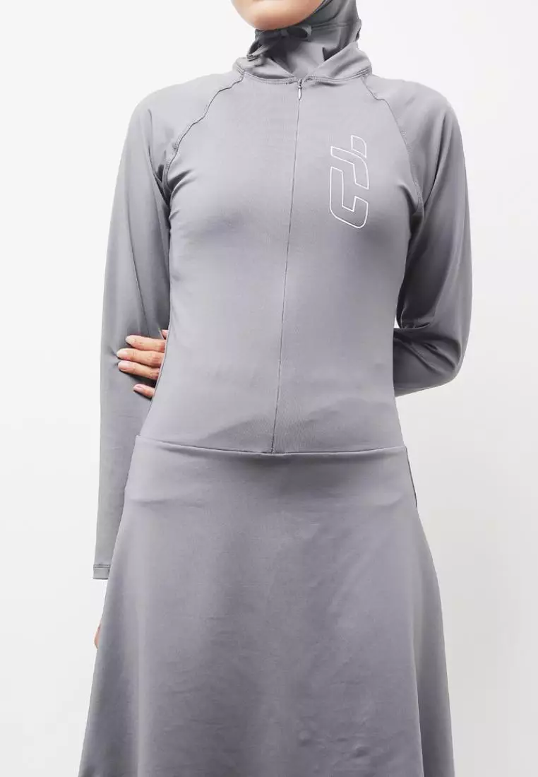 Td Active LSA23 Set Baju Renang Set Hijab Muslim Hijab Atasan Legging Abu