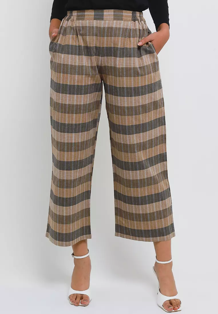 MFMW Zettira Celana Panjang Kotak Coklat
