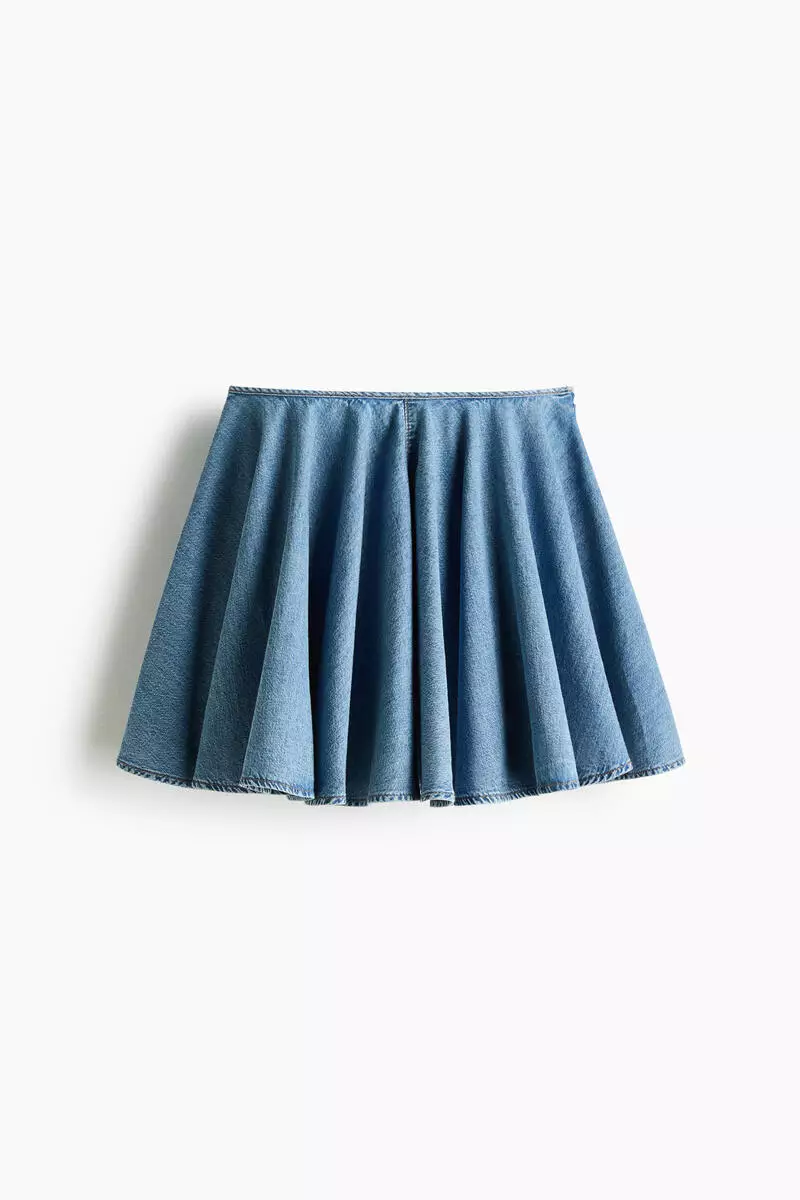 Flared denim skirt