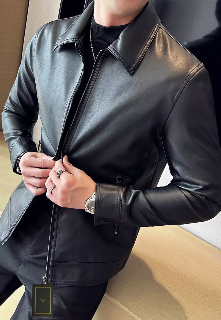 Men's Faux Leather Aviator Jacket MJ6806