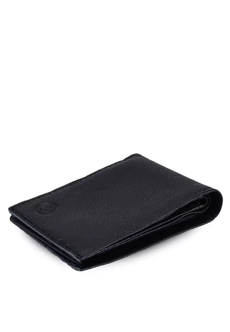 Buy Volkswagen Men's RFID Bi Fold Genuine Leather Center Flap Short ...