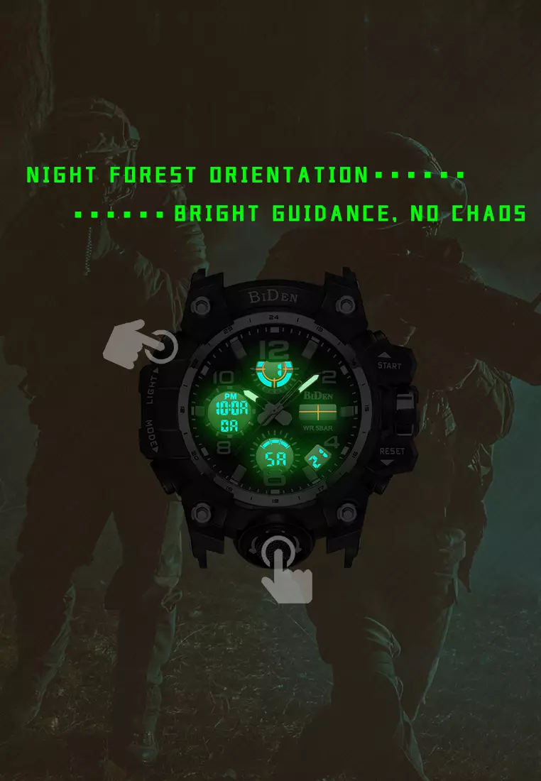 Jam Tangan Pria Militer Olahraga Digital&Analog Tali Silikon 3ATM Anti Air Jam Tangan Cowok