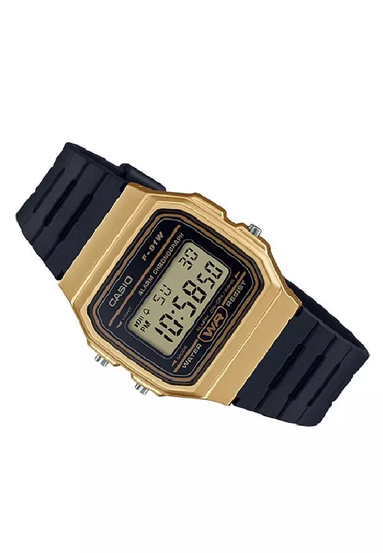 Jam Tangan Digital F-91WM-9A Hitam Gold