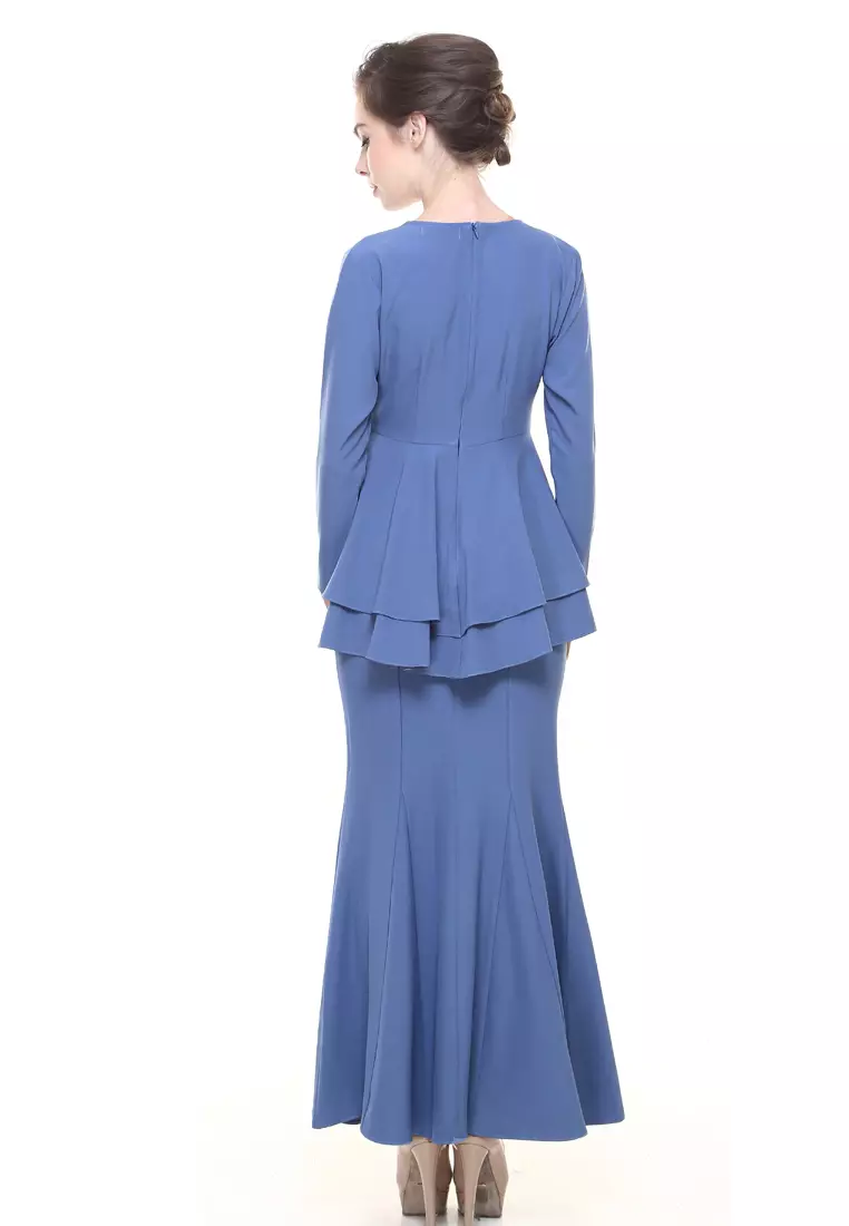 Lora Peplum in Dusty Blue