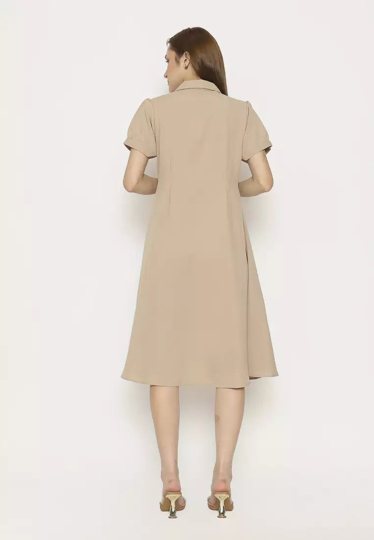 Urban Exchange Verita Khaki Dress - Midi Dress Gaun Wanita