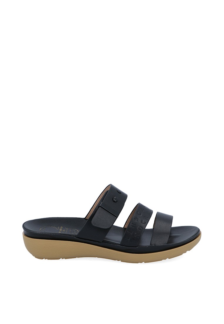 Black Secured Flat Sandals