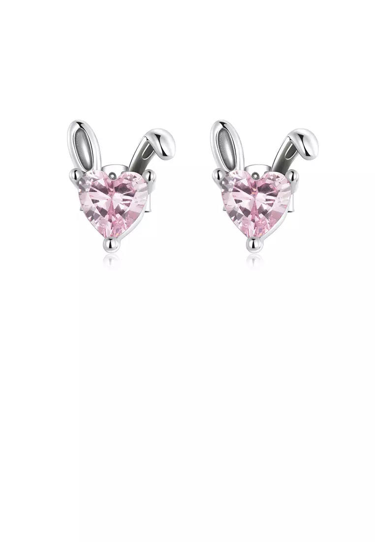 Buy SOEOES 925 Sterling Silver Simple Cute Rabbit Heart Shape Stud