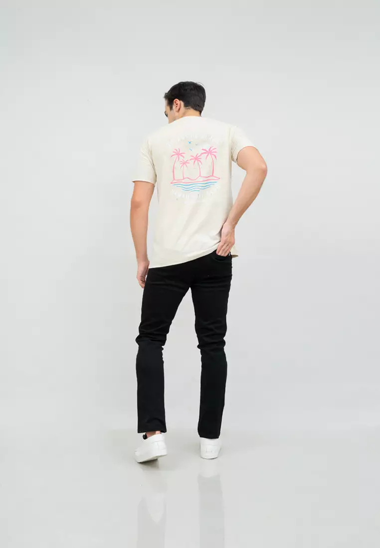 kaos pria lengan pendek ocean beach krim size jumbo houseofcuff