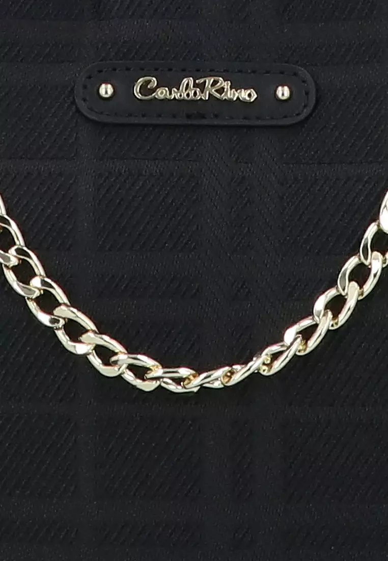 CR Brushed Plaid Shoulder Bag - Black