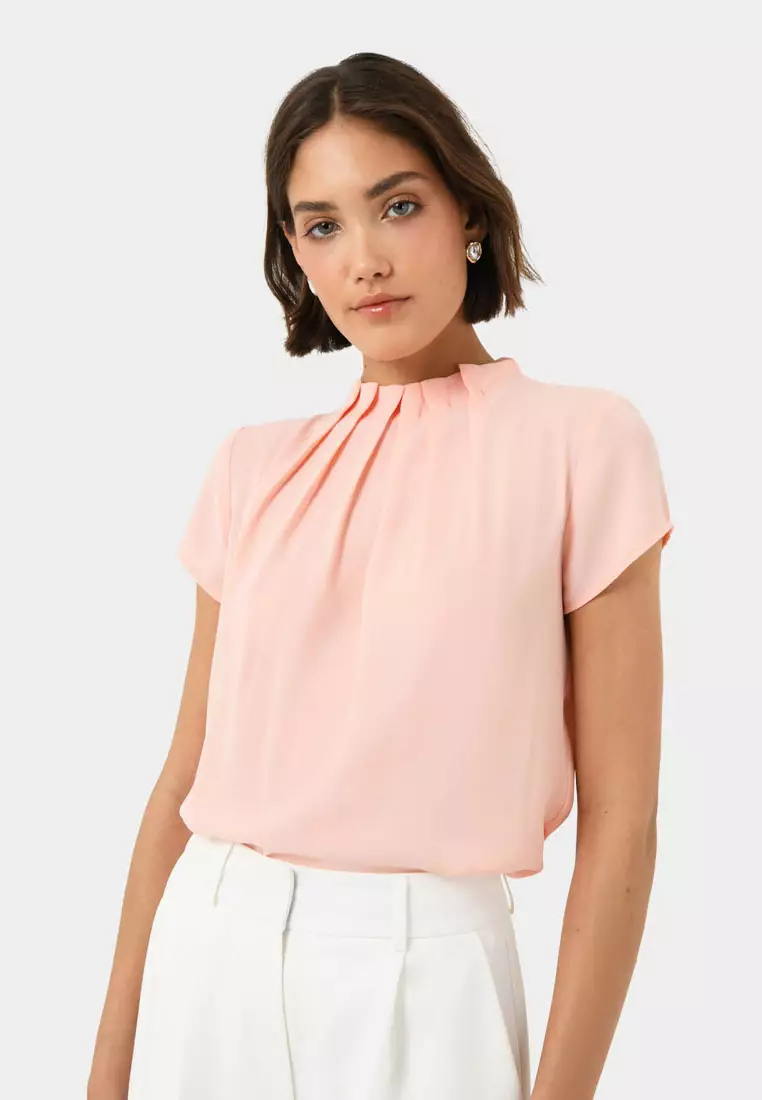 Olivia Pleated High Neck Top