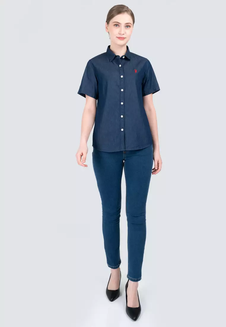 Polo Haus - Women’s Signature Fit Denim Short Sleeve Shirt WWSSV004