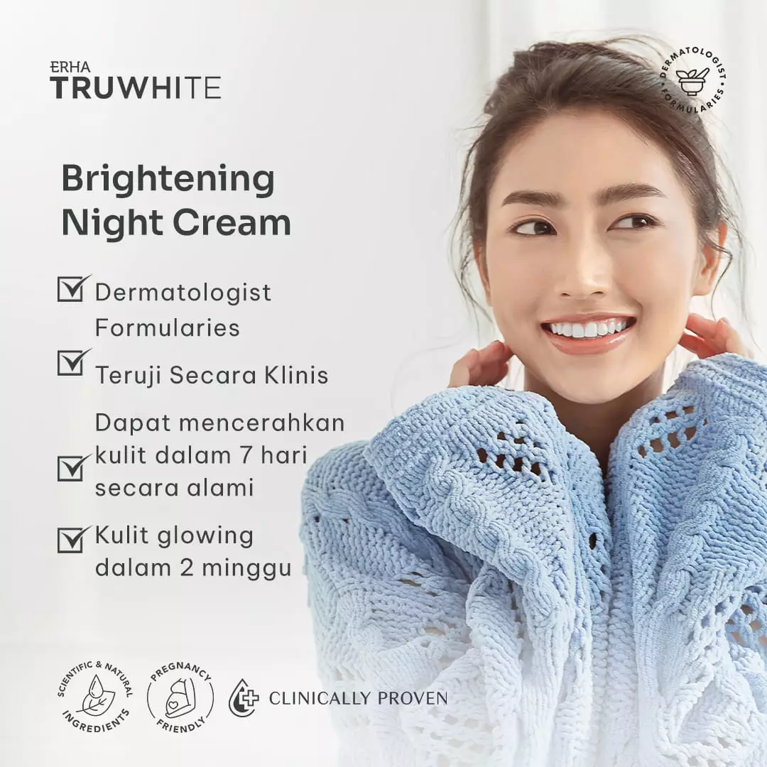 ERHA Truwhite Niacinamide & Starfish Essence Brightening Night Cream 30G - Krim Pencerah Wajah