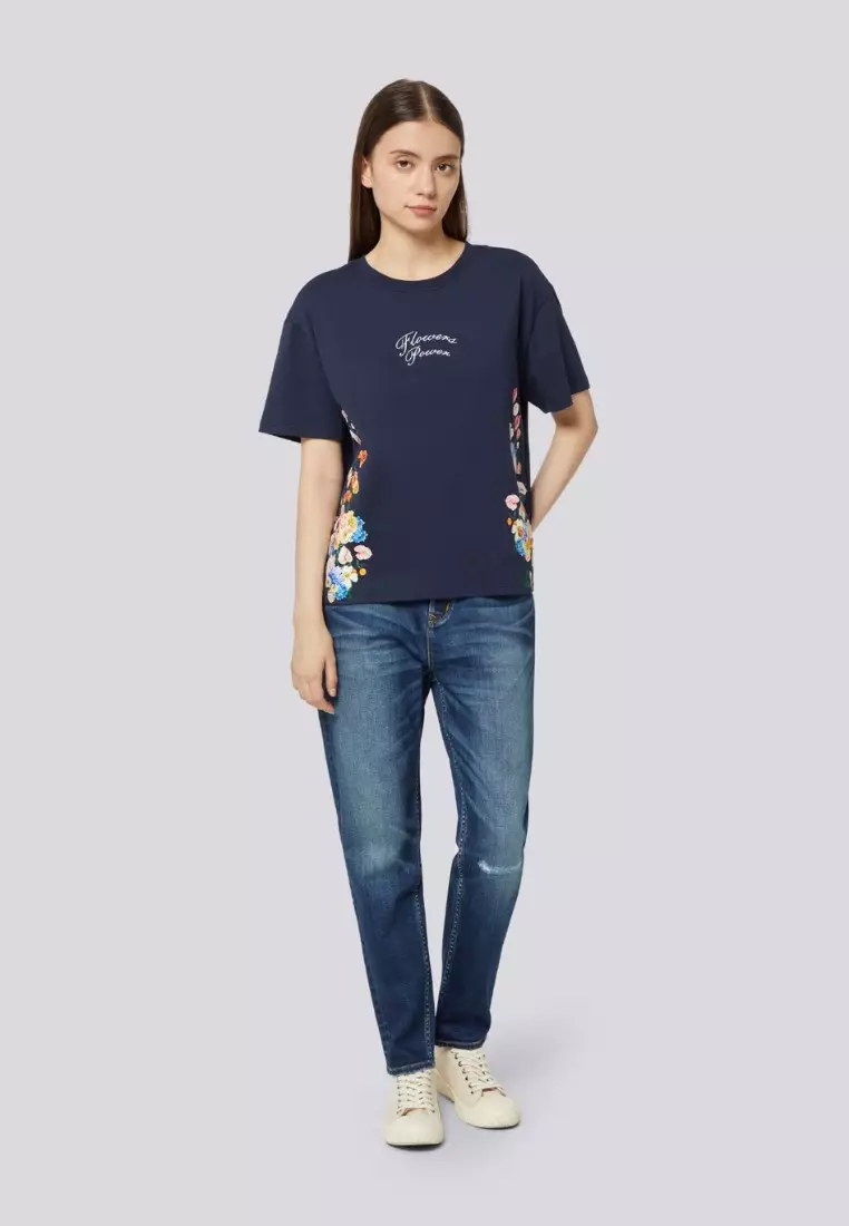 女裝花卉印花短袖T恤