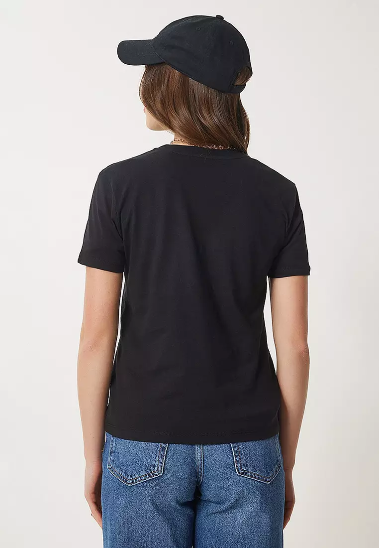 Teddy Bear Embroidered Cotton Knit T-Shirt