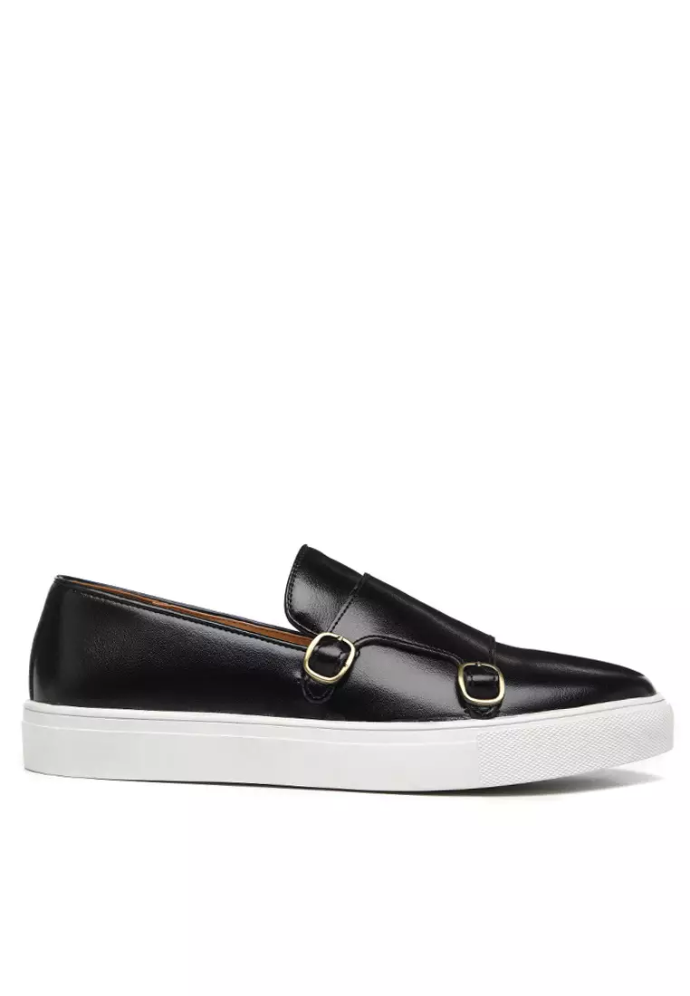 Twenty Eight Shoes Double Buckle Synthetic Leather Slip-Ons