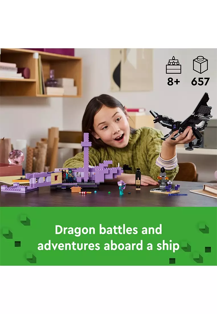 Minecraft 21264 The Ender Dragon and End Ship, Age 9+, Building Blocks, 2024 (657pcs)