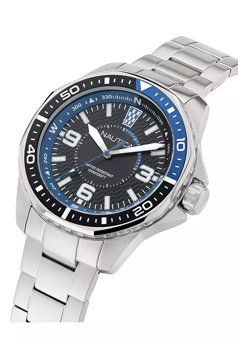 Nautica - Jam Tangan Analog Pria - Silver Blue - Stainless Steel - NAPKMF307
