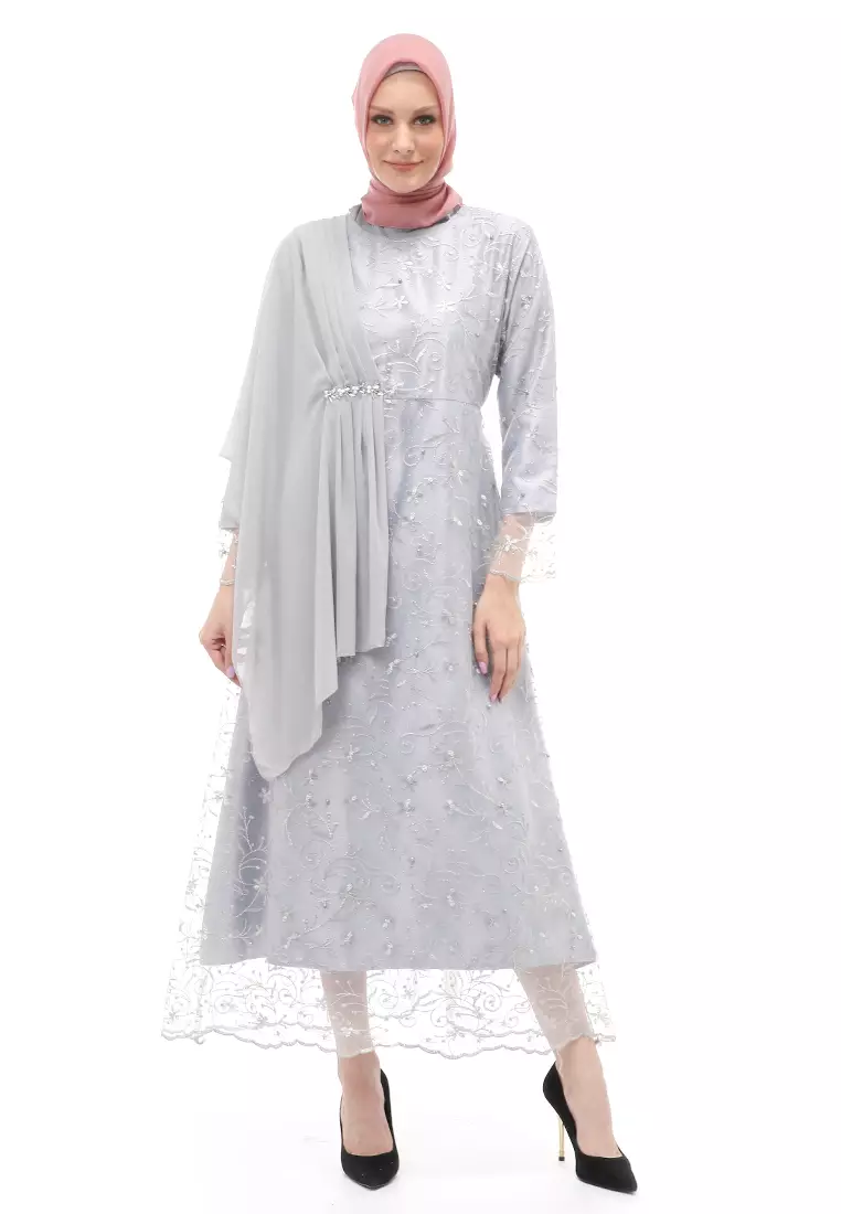 Anita Gaun Long Dress Wanita Regular Fit - Grey