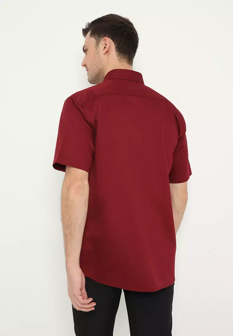 Jobb Geremy Kemeja Pria Lengan Pendek Regular Fit Maroon
