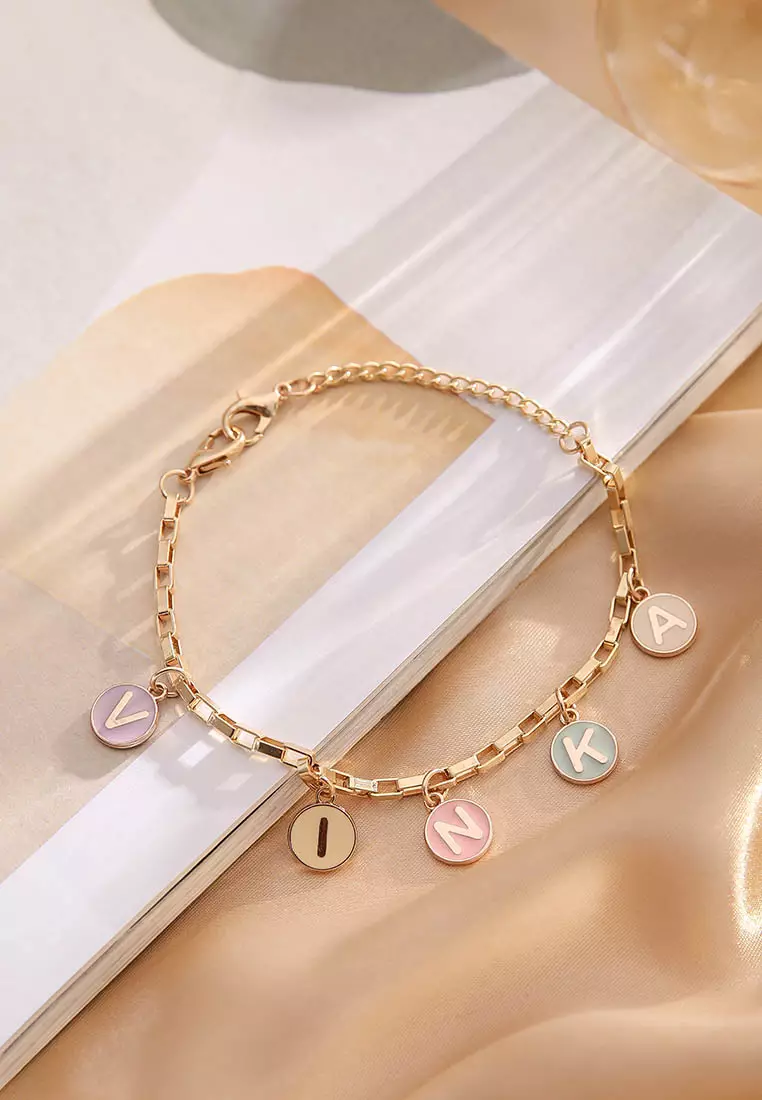 GYKACO Custom Nama Gelang / Rante Tas *** Tersedia Alphabet A - Z *** - Alphabet K
