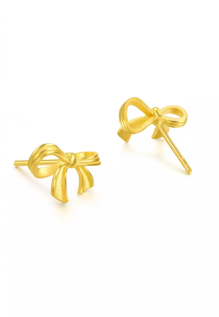 999.9 24K Solid Gold Butterfly Stud Earrings for Women 95306E