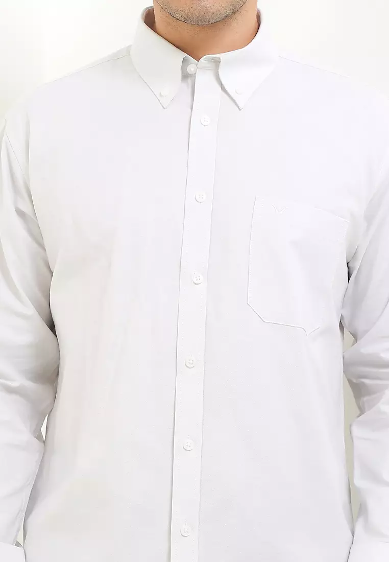 Kemeja Lengan Panjang Ethan White Bone Hue - Off White Casual