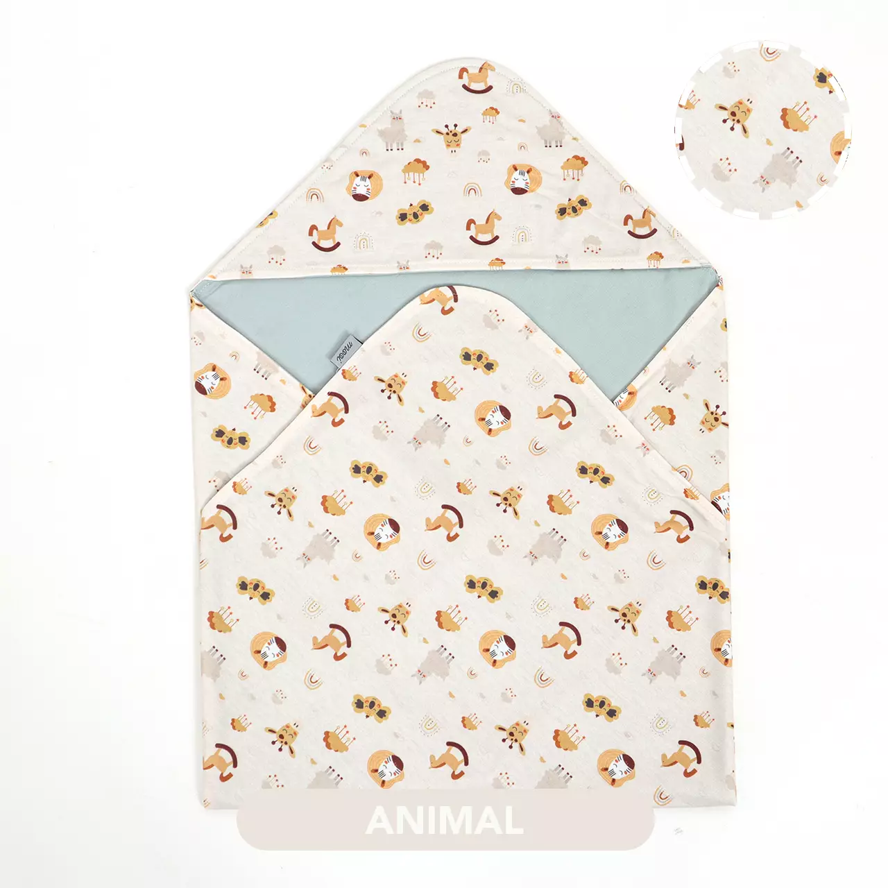 Mooi Hooded Cotton Blanket Selimut Topi Bayi - Animal