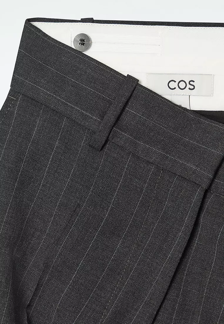 Regular Pinstriped Wool Wide-Leg Trousers