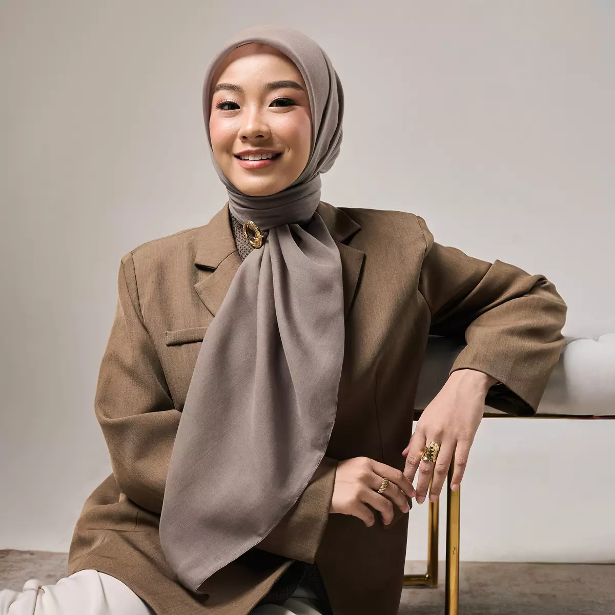 [New Collectio] ZM Zaskia Mecca - Hijab Paris Premium Parissa Brunette | Bahan Adem, Fine Stitch, Mudah Dibentuk & Classy