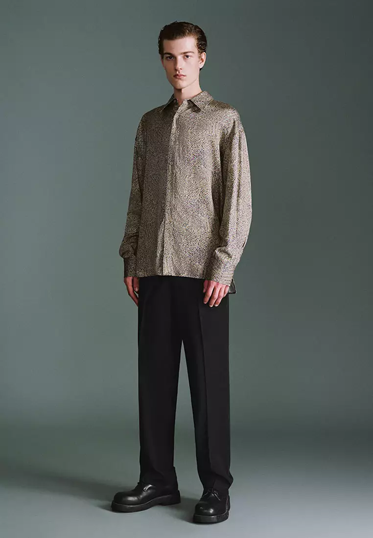 UR春季新款男装时尚超宽松印花图案开襟衬衫UMF250010