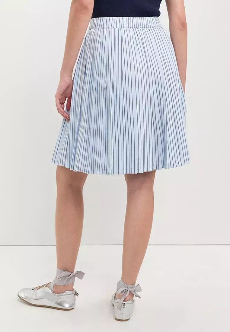Pleated Striped Skirt