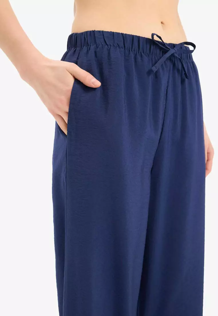 Regular Fit Stretchy Waisted Beach Pants-Fall in Love E1172Ax25Sm