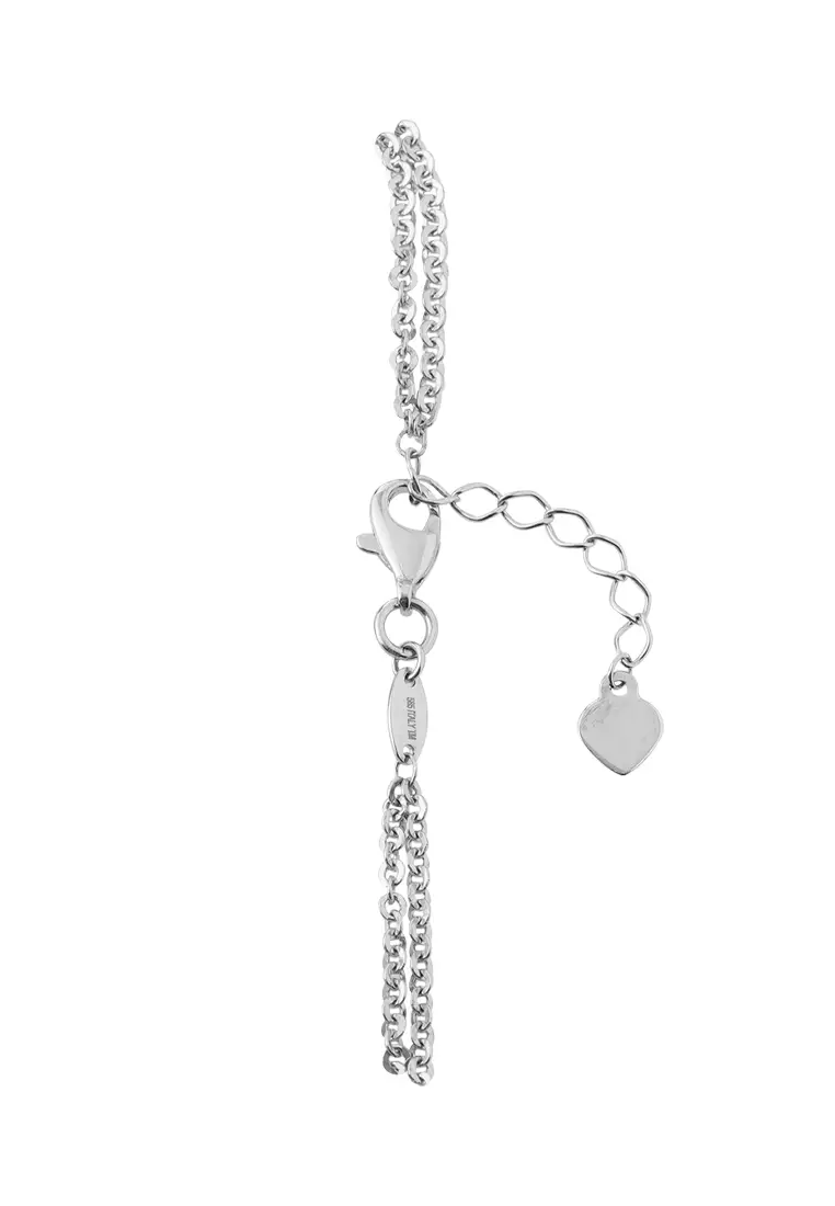 TOMEI Double Strands Bracelet in Quadrated Sensation, White+Rose Gold 585 (VXXFOR2B205110-WR-DC)