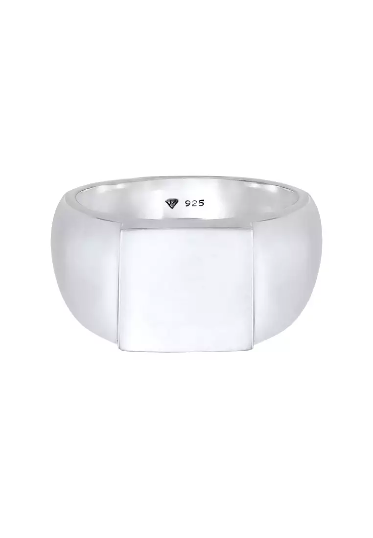 EXCLUSIVE Cincin Perhiasan Perak 925 Pria Signet Rectangle Basic