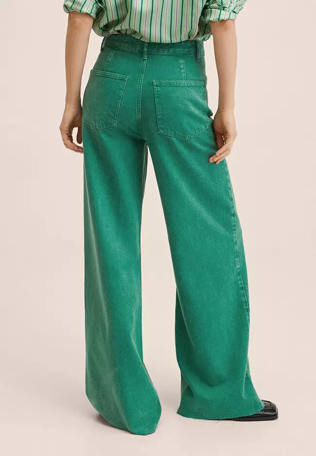 Color Washed Wide Leg Jeans