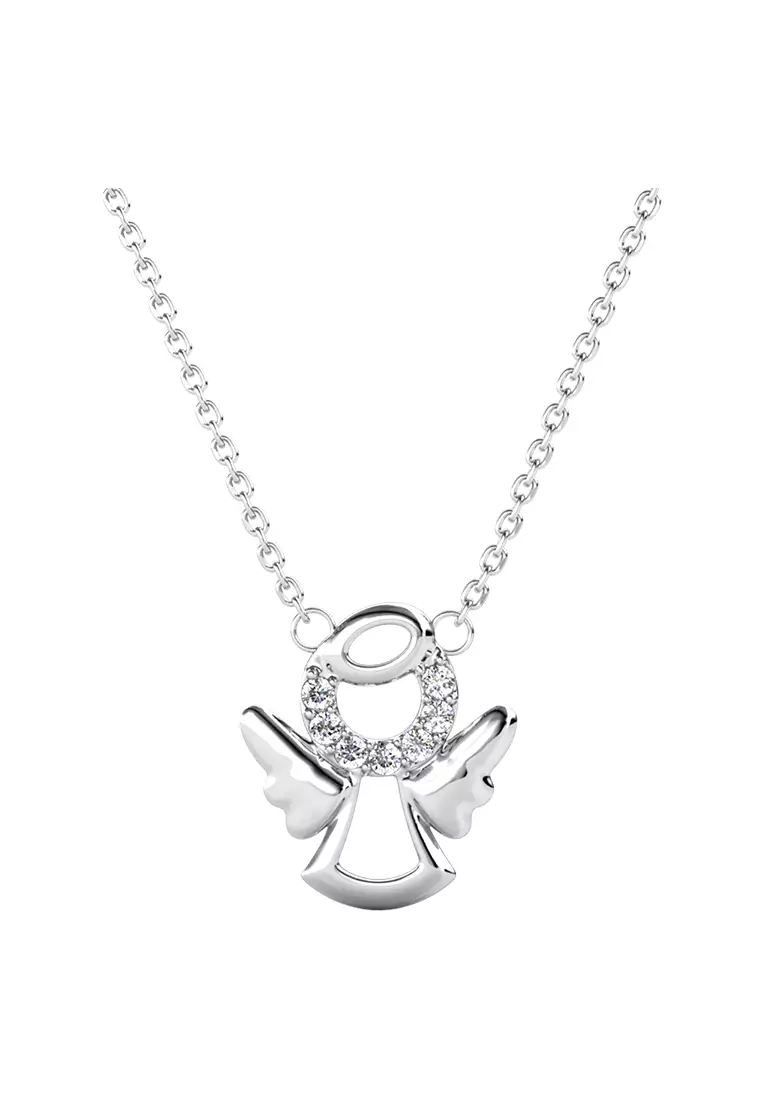 Little Angel Pendant (White Gold) - Made with premium grade crystals from Austria