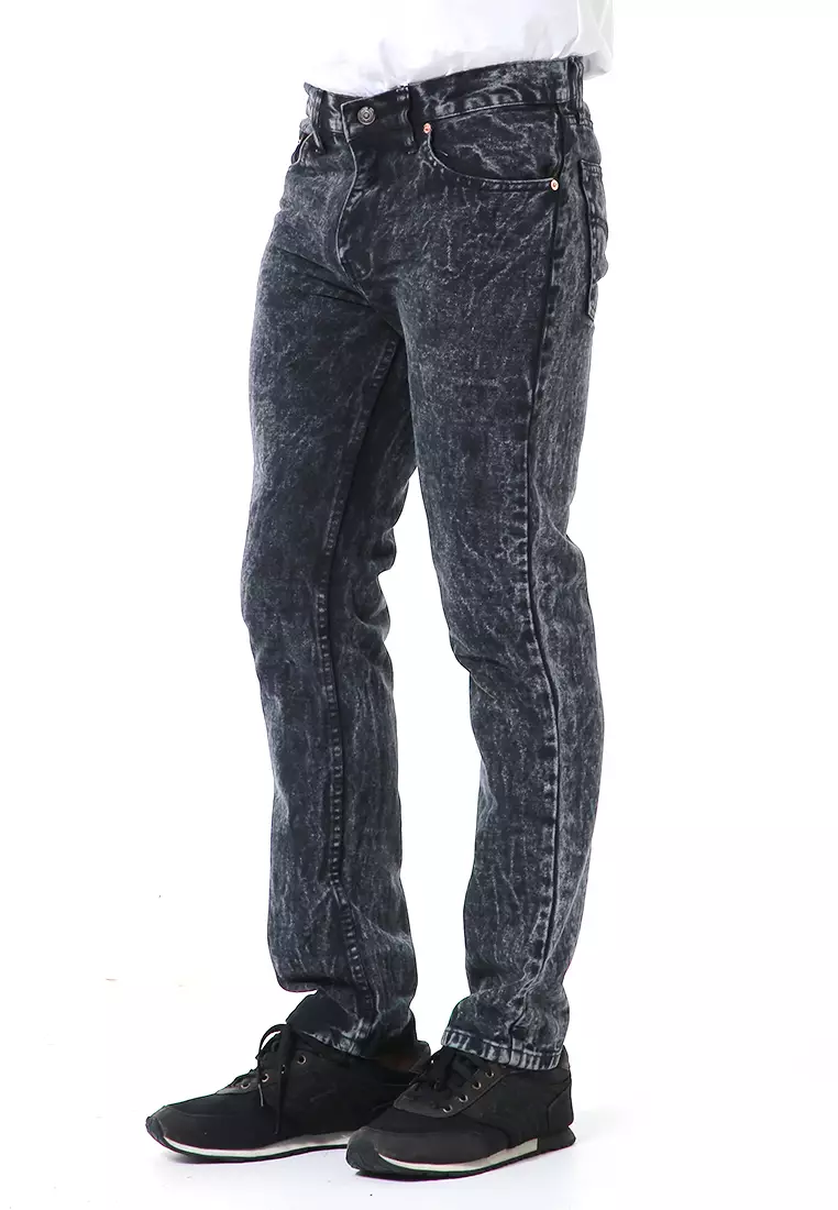 Nemanja Celana Jeans Panjang Pria Reguler Fit Casual Long Pants Material Denim ORIGINAL - Snow Black