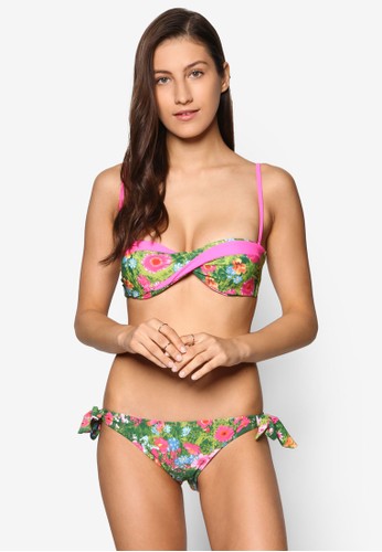 Boutiqueesprit招聘 Multi Daisy Print Bikini Top Brief Set, 服飾, 服飾