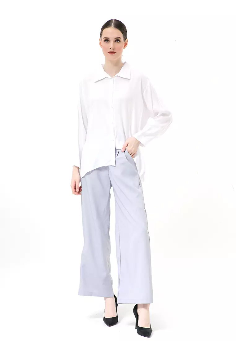 Ayudia Shirt Long Sleeve Atasan Wanita Premium Quality - Putih