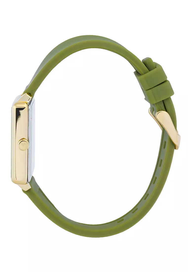 Alexandre Christie Passion - Jam Tangan Analog Wanita - Gold Case - Green Rubber Strap - 2810LHRGPIV