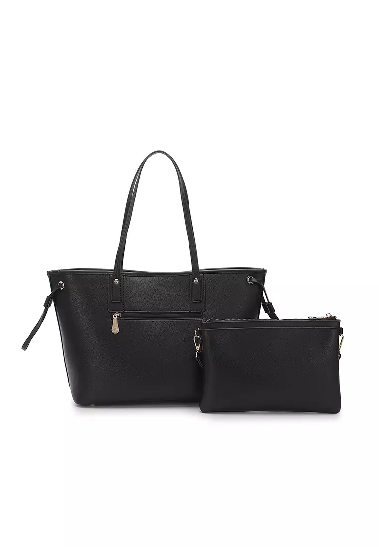 2-in-1 Tote Bag & Top Handle Bag - Black