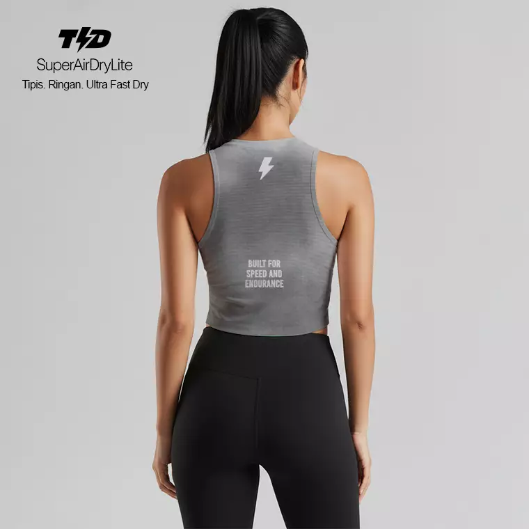TDACTIVE Crop Tank Lari Running Padel Wanita tdbolt denim look grey LSE88