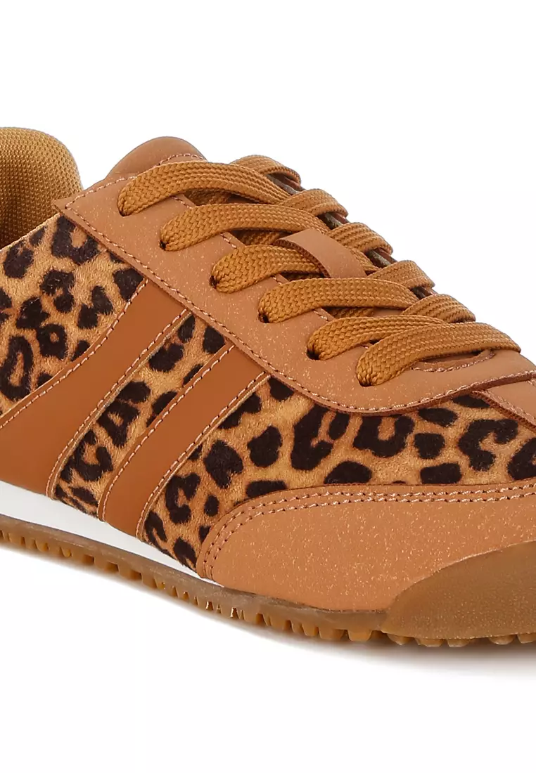 Leopard Print Flat Heel Sneakers