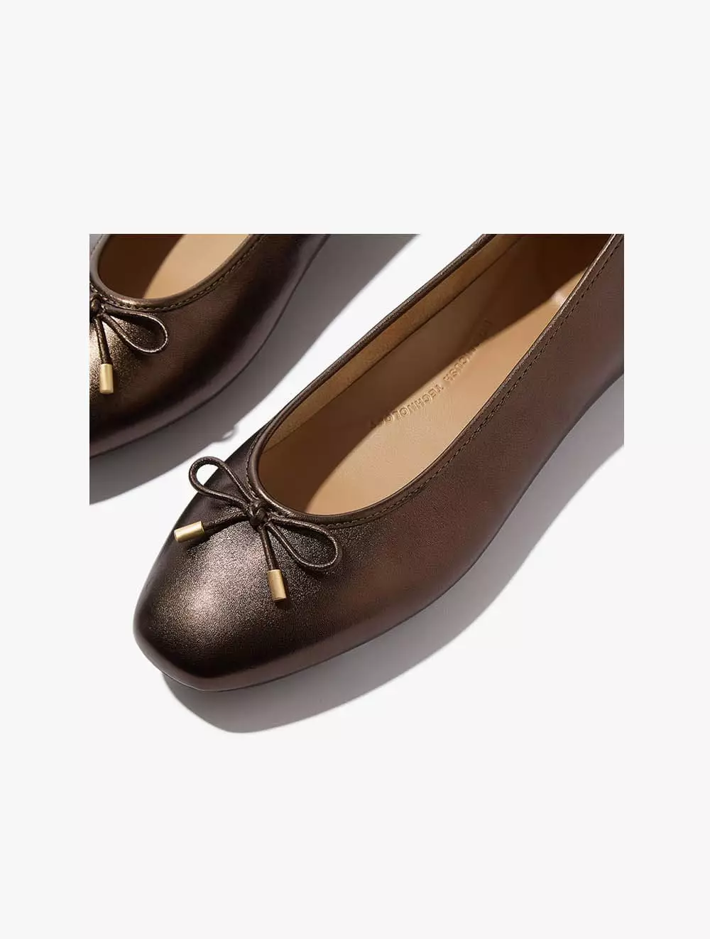 Fitflop Delicato Bow Soft Metallic-Leather Ballet Flats - Metallic Chocolate Brown