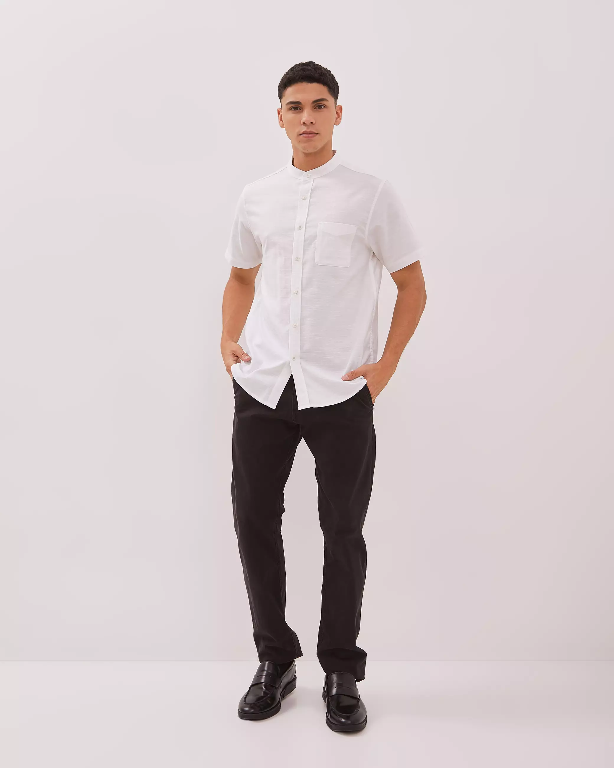 AMK Kemeja Shanghai Pria Lengan Pendek SHG Laurel Ss White