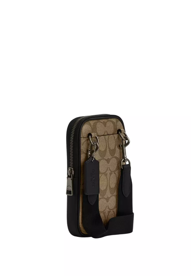 Aden Crossbody In Signature Canvas Gunmetal Khaki