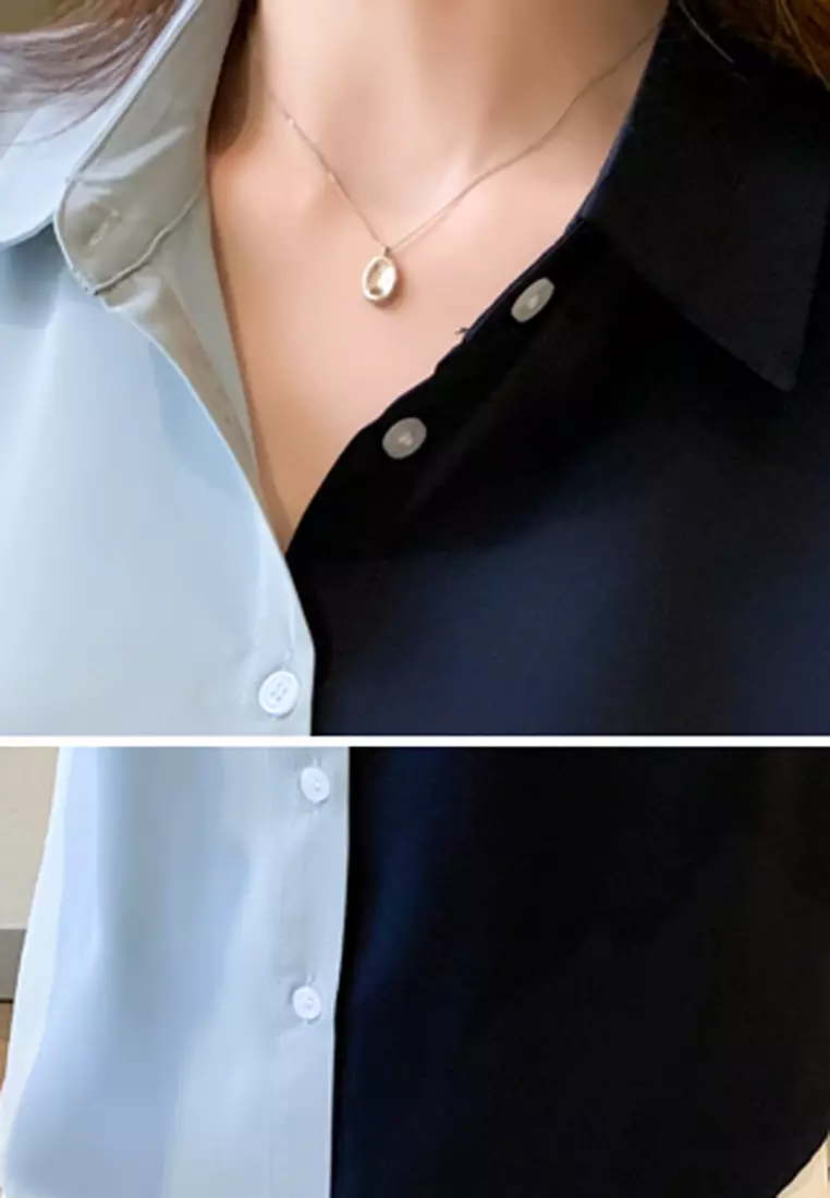 撞色背心無袖襯衫