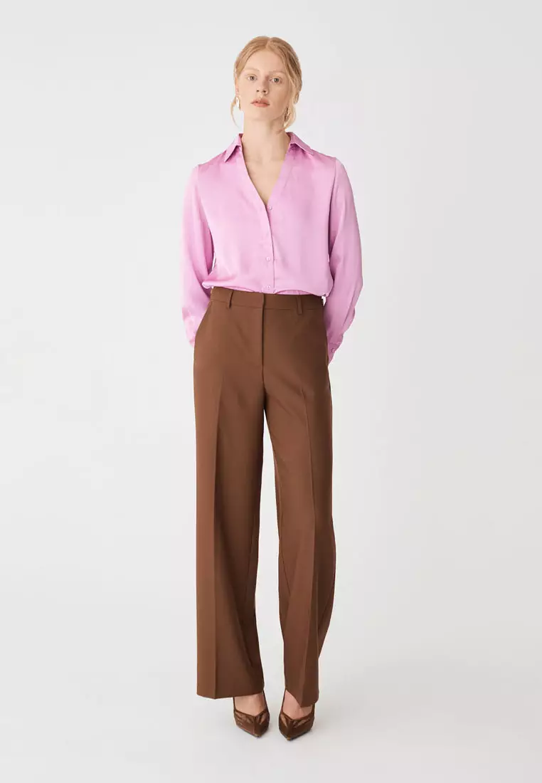 Lila V-Neck Satin Blouse